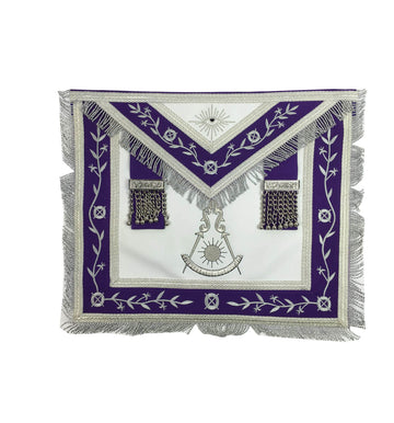 Masonic Blue Lodge Past Master Silver Machine Embroidery Freemason Purple Apron - kitchcutlery
 - 1